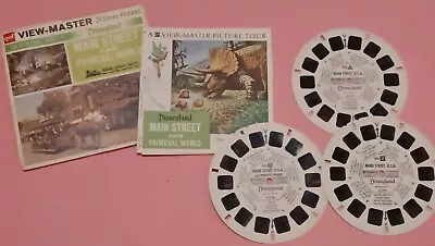 View-Master MAIN STREET PRIMEVAL WORLD USA DISNEYLAND A175 3 Reel Set With Book • $1.99