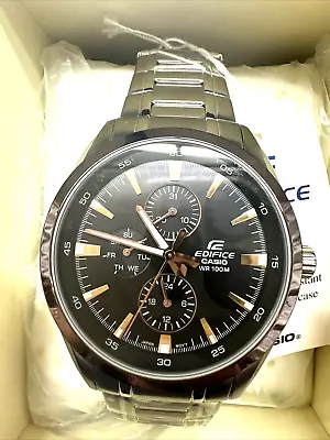 Casio Edifice EF-338DB-1A Chronograph Black Dial Men Watch • $65