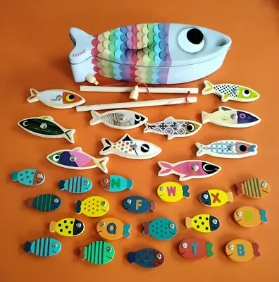 £8 • Buy Janod Sardine Fishing Game Magnetic Fishing Rod Retro Kid's Game Tin Childrens