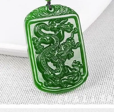 Jasper Amulet Green Jade Necklace Jade Statue  Pendant 100% Natural Jade Dragon • £5.50