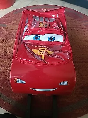 Disney Cars Lightning McQueen Kids Rolling Suitcase F307632 Retrctble Handle EUC • $20