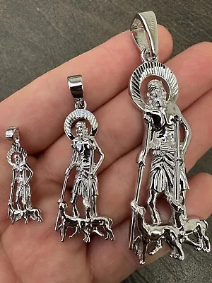 Real 925 Silver Saint St Lazarus Necklace Pendant Plain 1 -2.75  San Lazaro Mens • $27.41