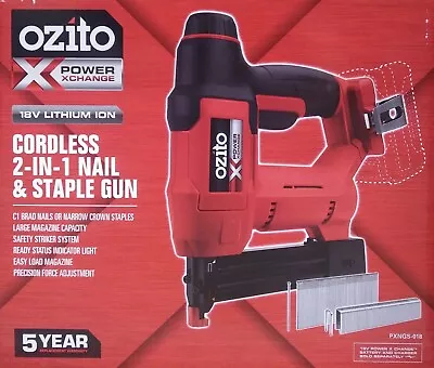 Ozito Power X Change 18V Cordless 2-In-1 Nail & Staple Gun Adj.Depth - Skin Only • $198