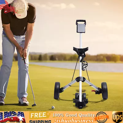 Golf Push Cart 3 Wheel Lightweight Foldable Trolley Scoreboard/ Drink Holder • $67.45