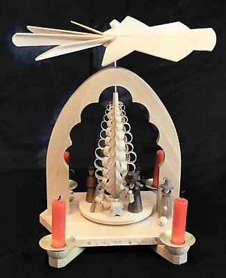 $69.99 • Buy VTG ECHT Erzgebirg Holzkunst German Carousel NATIVITY Christmas Windmill Pyramid