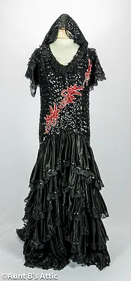 Spanish Senorita Dress Deluxe Sequin & Poly Satin Ladies Costume Dress Med-Lg • $212.48