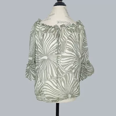 Milly Womens Silk Blouse Top Green Flowy • $38.64