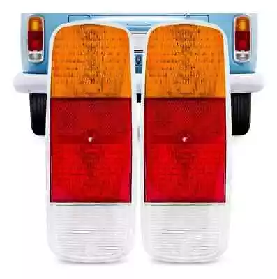 1972-1979 Vw Bus Rear Tail Light Lens Set Left & Right Pair Amber Red Fit Puma • $24