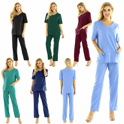 £15.35 • Buy Men Women Medical Doctor Nursing Scrubs Cosplay Costume Uniform Suit Top Pants