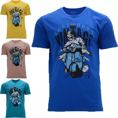 Mens T Shirts Printed Short Sleeve Crew Neck Gym Wear Top Casual Summer New Tees • £5.99