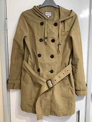 Fat Face Hooded Mac Trench Coat Double Breasted In Camel Beige UK 10 • £15