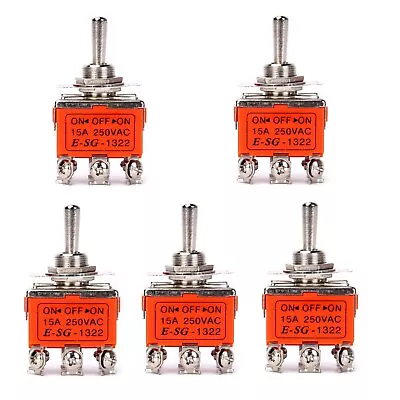 5Pcs Rocker Toggle Switch 15A 250V AC DPDT3 Position 6Pin ON/Off/ON Switch • $7.34