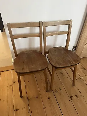 2 X Church Chapel Chairs Wooden Antique Vintage Retro Dining Room Chairs School • £58.99