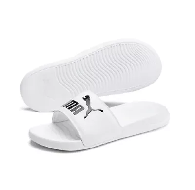 $54.95 • Buy PUMA Popcat 20 Slides - White - Shoe - Sandal - Mens Womens - Unisex