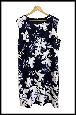 $29.95 • Buy LIZ JORDAN Women's Blue Floral Sleeveless Shift Dress Work Casual Party Size 18