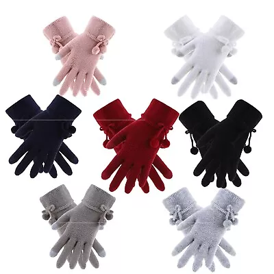 Ladies Thermal Touch Screen Phones Tablets  Soft  Bow Tie Warm Magic Gloves  • £5.40