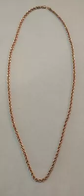 Vintage 10K Rose Gold 18  Long Hollow Rope Chain Necklace • $160