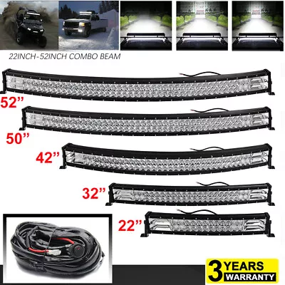 22 32 42 52'' Curved LED Light Bar Spot Flood Combo Beam Driving Offroad 4x4 SUV • £129.99