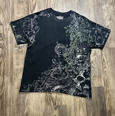 Y2K MMA Elite Cross Skull T Shirt Cyber Grunge Goth Large • $50