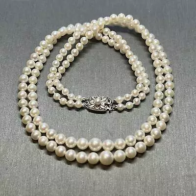 Mikimoto Estate Akoya Pearl Necklace 17-18  Silver 4.5-8.3 Mm M360 • $1795