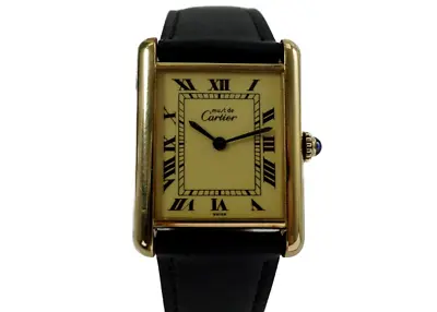 Cartier Tank Must De Cartier Vermeil Yellow Dial Buckle C. 1980’s • $2490