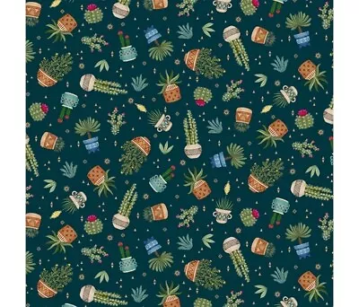 Michael Miller - Cactus Plants - DC10716 Green - Fabric Fat Quarter • £3.95