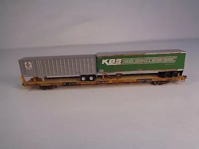 N Scale Trainworx 85' Flat Car Trailer Train TTX #477098 With Load Weathered • $25