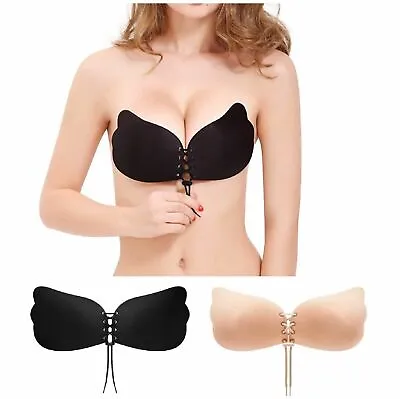 £4.69 • Buy Lycra Silicone Adhesive Stick On Push Up Gel Strapless Backless Invisible Bra