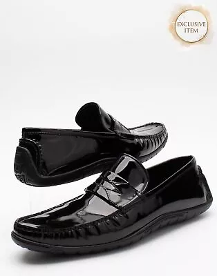 RRP€567 DOLCE & GABBANA Leather Loafer Shoes US11 UK10 EU44 Patent Made In Italy • £76