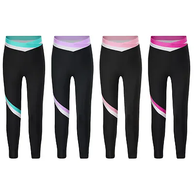 Kids Girls Tights Latin Pants Ballet Dance Activewear Ice Skating Bottoms Gym • £13.99