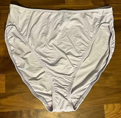 Vtg Olga Hi-Cut  Feels Like Satin  Purple Lilac Panties 2XL Nylon Second Skin • $20.70