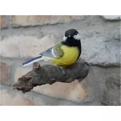 Blue Tit Bird On Branch Wall Mounted Home Garden Decoration Ornament Sculpture • £14.95