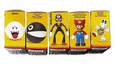 Super Mario Jakks 5 Collectible Figures 2.5” Waluigi Raccoon Boo Chain Chomp Dry • $29.99