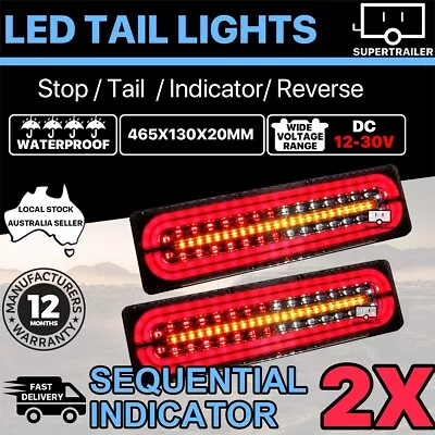 2X Jumbo Sequential Indicator LED Tail Lights Trailer Ute Caravan Truck 10-30V • $59.36