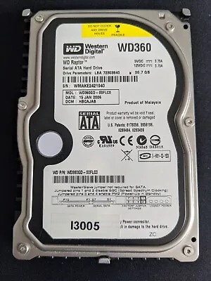 WD RAPTOR 36.7GB 10K RPM 8MB SATA 3.5'' WD360GD - Free Shipping • $49.99