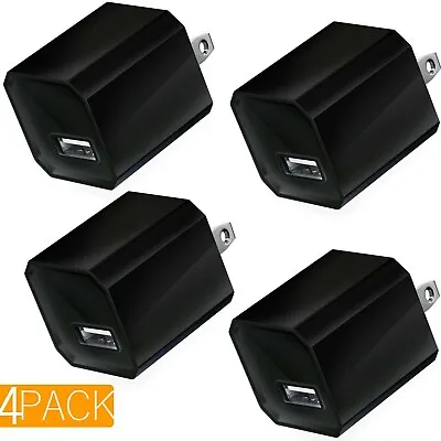 4-Pack Black USB Power Adapter Wall Charger Square Port Charging Cube Block Box • $14.99