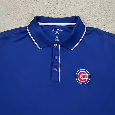 Chicago Cubs Polo Shirt Adult XL Blue Antigua Poly Short Sleeve MLB Logo Sewn • $19.78