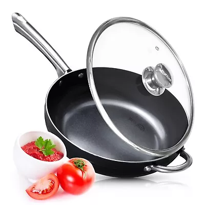 £36.99 • Buy Never Stick Saute Frying Pan Lid Cover Ovenproof Skillet - Ceramic Coated German