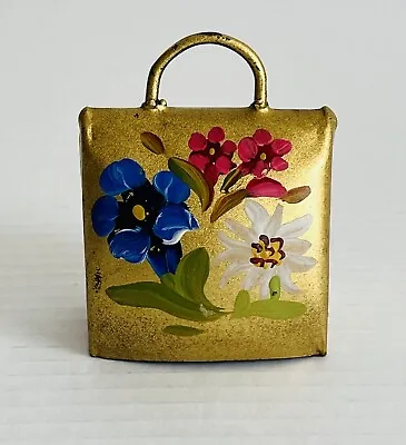 Vintage Hand Painted Flowers On Solid Brass Cow Sheep Bell Swiss / German • $14