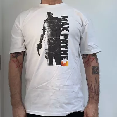 Promo MAX PAYNE 3 Cotton T-Shirt Official Rockstar Video Games White Sz M 2012  • $49