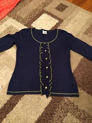 Matilda Jane Hammond Bay Blue-Eyed Claudia Women's Cardigan Sweater Ruffle Sz S • $20.70