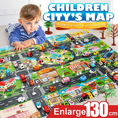 Kids Playmat City Toy Map Floor Mat Rug For Car Play Girls Boys Children Bedroom • £9.47