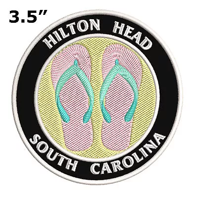 Flip Flops Hilton Head South Carolina 3.5  Embroidered Iron Or Sew-on Patch • $4.97