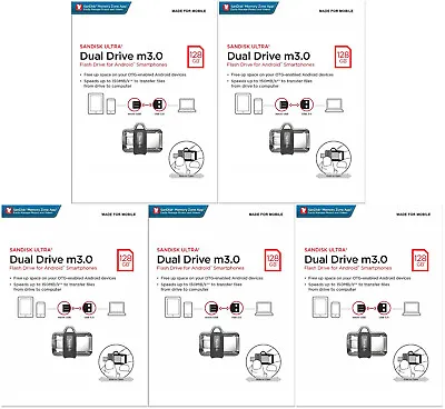 5x SanDisk 128GB OTG USB 3.0 To M3.0 Micro Flash Drive For Android SDDD3-128G • $95