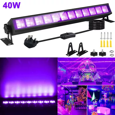 40W UV Black Light LED Strip Ultraviolet Tube Lamp Bar Disco Club Party Decor UK • £23.62