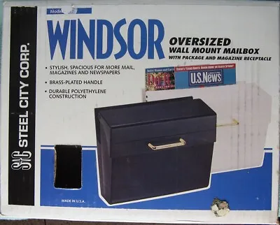 Vintage NEW Windsor Oversized Black Wall Mount Mailbox W/Pkg And Magazine Slot • $35
