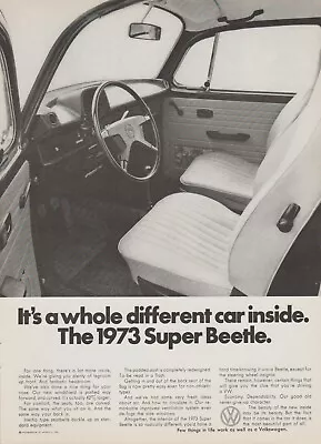 1973 Volkswagen Super Beetle - VW Bug -  Different Car Inside  - Print Ad Photo • $8.22