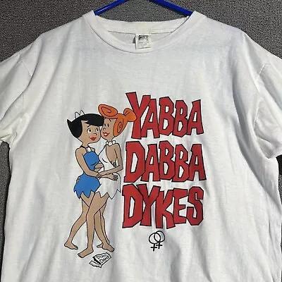 Vintage Flintstones T Shirt 90s Yabba Dabba Parody T Shirt Size L • $248