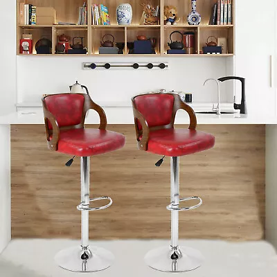 Set Of 2 High Counter Bar Stools Adjustable Height Kitchen Swivel Coffee Chairs • $127.31