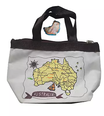 Mini Australia Map Souvenir Zipper Tote Pencil Makeup Bag NWT • $8.99